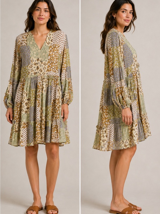 easel Dresses & Skirts - Easel Patchwork Floral  Dress ☮️ ☀️